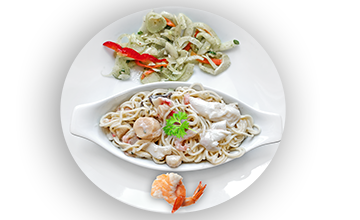 <h2>Spaghettis aux fruits de mer</h2>
<ul>
<li>Salade de fenouil braisé</li>
</ul>