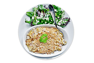 <h2>Macaroni au fromage du terroir et jambon</h2>
<ul>
<li>Croutons et plaisir</li>
</ul>