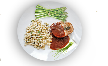 <h2>Roulade de longe de porc aux pommes et aux épinards</h2>
<ul>
<li>salade de légumes froides</li>
<li>pomme de terre pilée</li>
</ul>