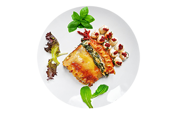 <h2>Lasagne florentine aux tomates confites</h2>
<ul>
<li>Boccoccinis marinés</li>
</ul>